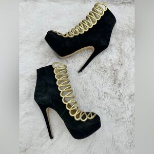 Charlotte Olympia Spider Web Heels‎ booties black suede size 38 US 8
